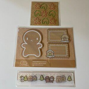 Hubman & Chubgirl Christmas Gingerbread Set Sticky Notes Paper Clips Ruler